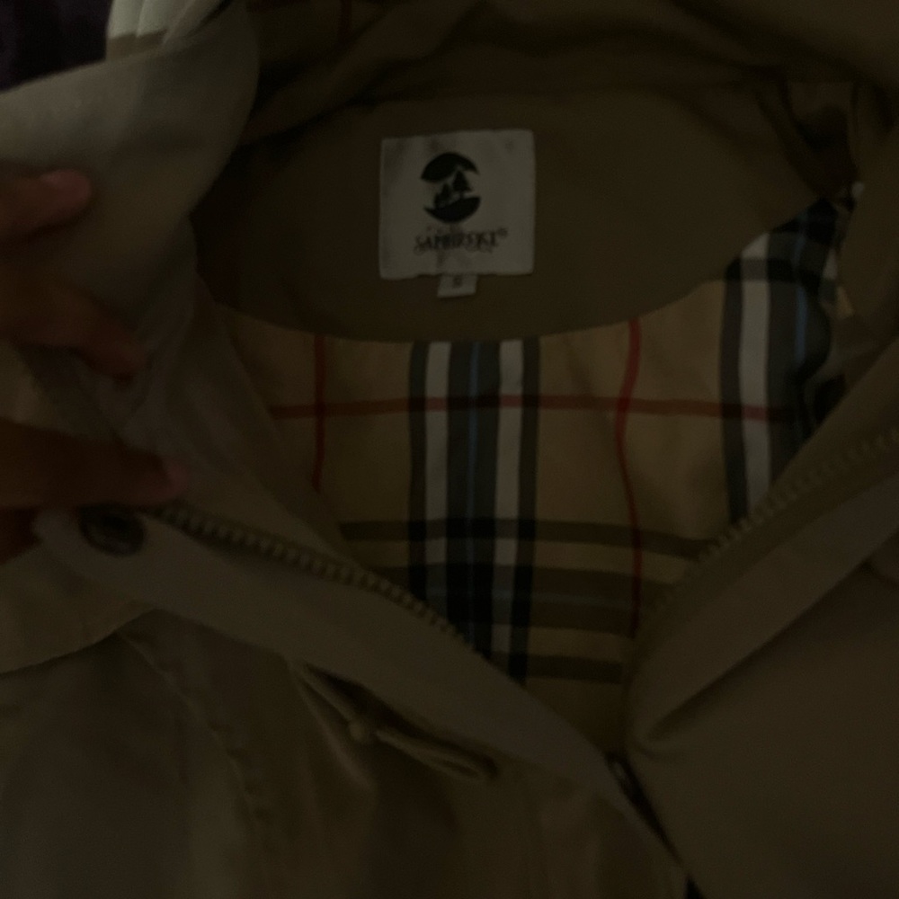 Saks Fifth Avenue Tan Coat with Plaid Lining